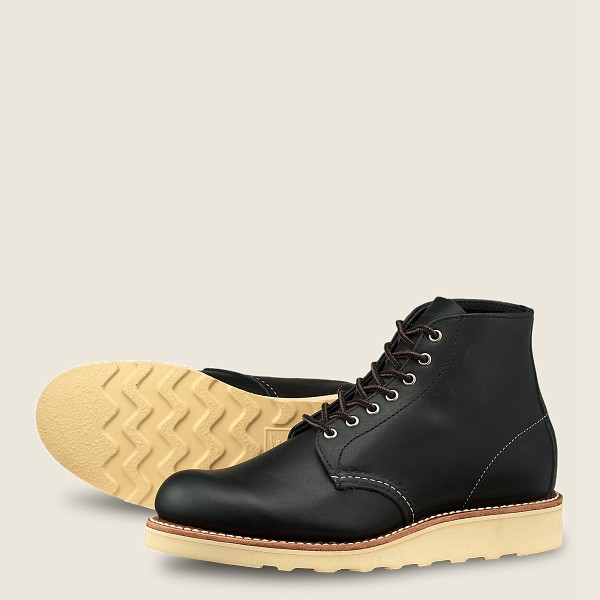 Heritage Støvler Dame - Red Wing 6-Inch Round Toe - Short Boundary Læder - Sort - TLFOME-273